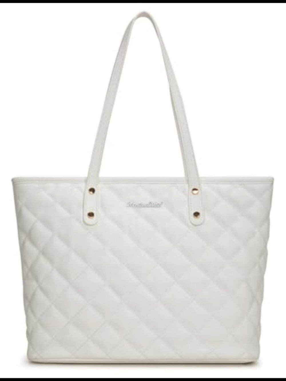 Montana West Quilted Vegan Leather Tote Bag Top Zip Shoulder Handbag
